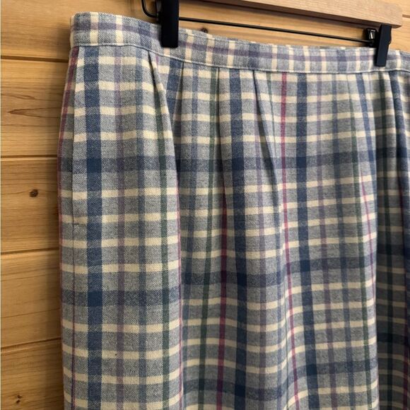 Vintage Pendleton Size XL White Blue Plaid Wool Academia Skirt - Picture 6 of 11